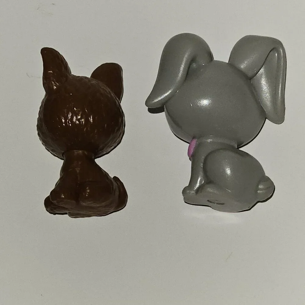 3 Barbie Pet Figures Brown Puppy Dog Gray Bunny Rabbit Toy Lot
